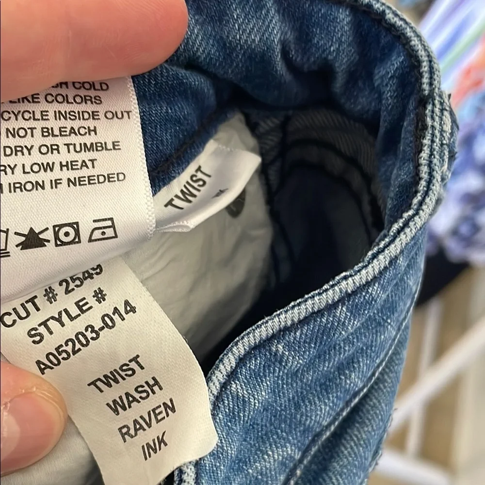 AMO Twist Mid Rise Ankle Crop Denim Blue Jeans Raven Ink A05203 Size 27 Anthro